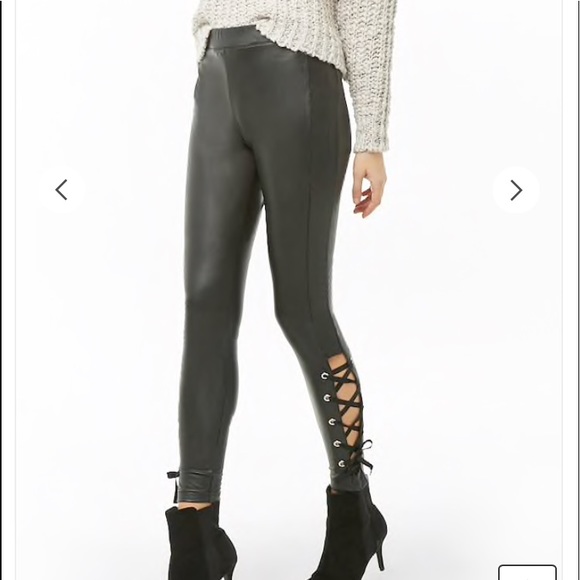 Forever 21 Pants - NWT lace up leather leggings